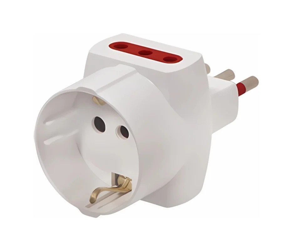 Adaptador Conatel Schuko + 2x3L a Ficha 3L Blanco