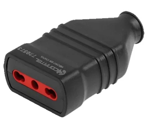 Adaptador Ficha 3L Bipaso Hembra Goma con Tierra Negra