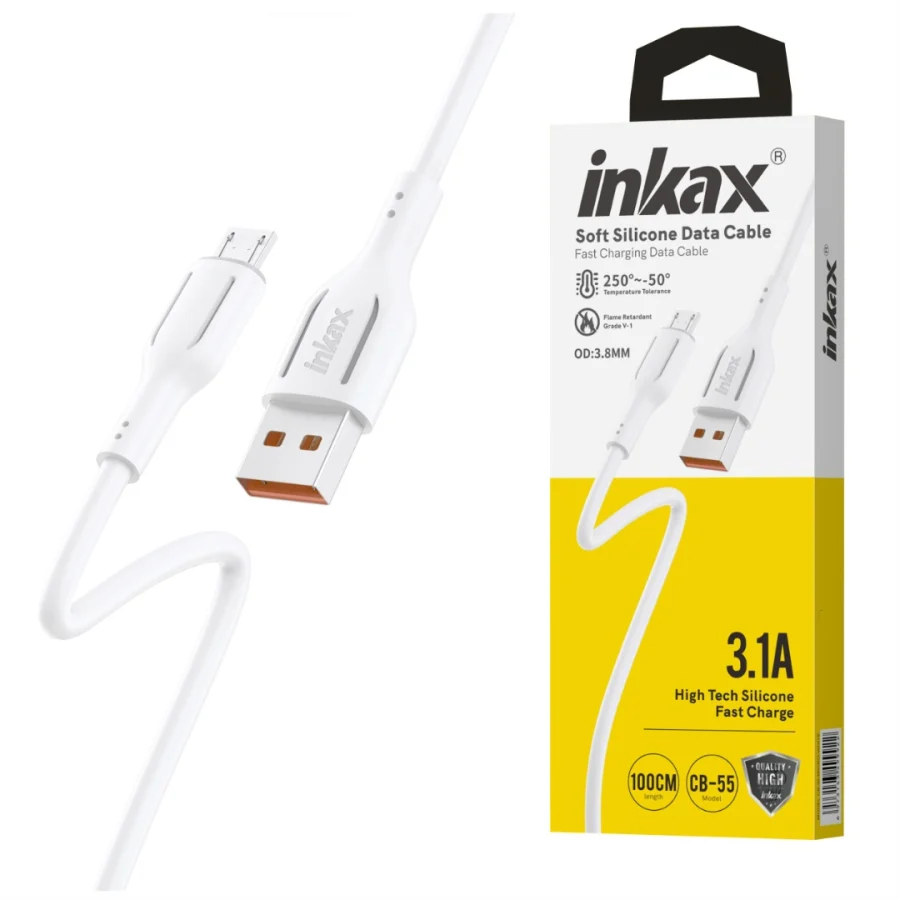 Cable Inkax CB-55 Micro USB 3.1A 1M Blanco