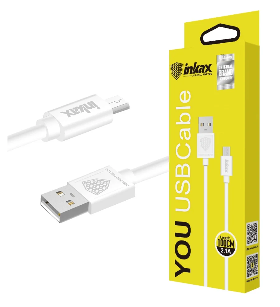 Cable Inkax Micro USB 2.1A 1M Blanco