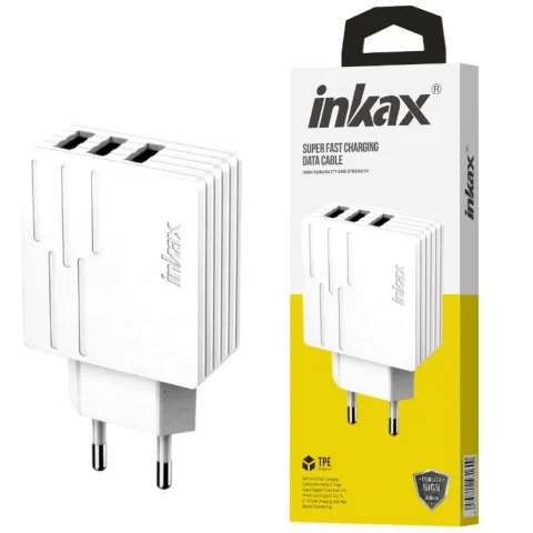 Cargador de Pared Inkax 3xUSB-A 28W 2.1A Blanco