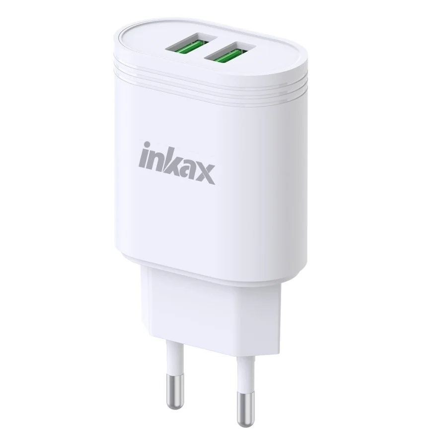 Cargador de Pared Inkax Dual USB-A 12W 2.4A Blanco