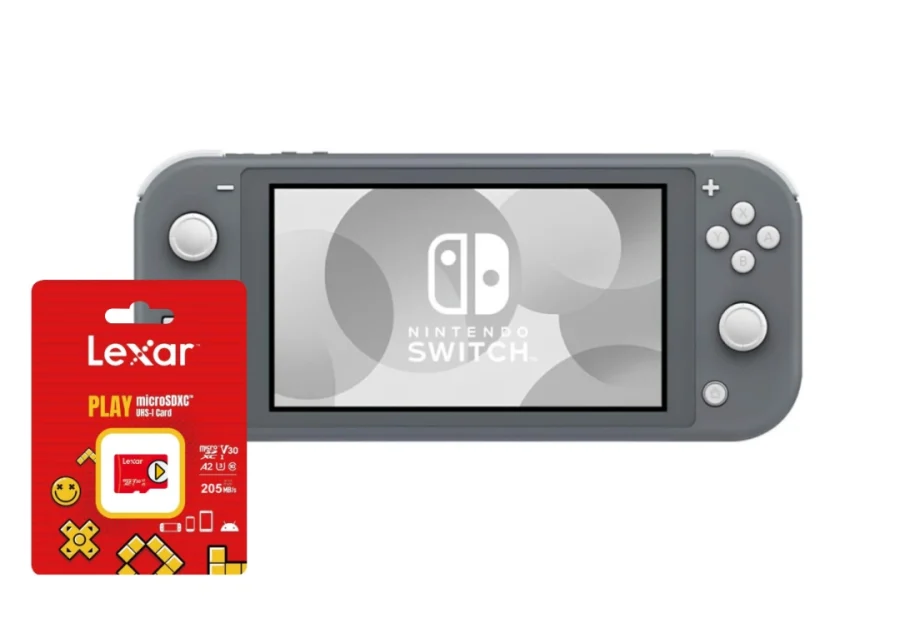 Combo Consola Nintendo Switch Lite Gris Pantalla 5.5" HD + Memoria microSDXC 256GB