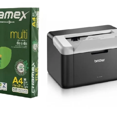Combo Impresora Brother HL-1212W Láser Monocromática Wi-Fi + Resma A4