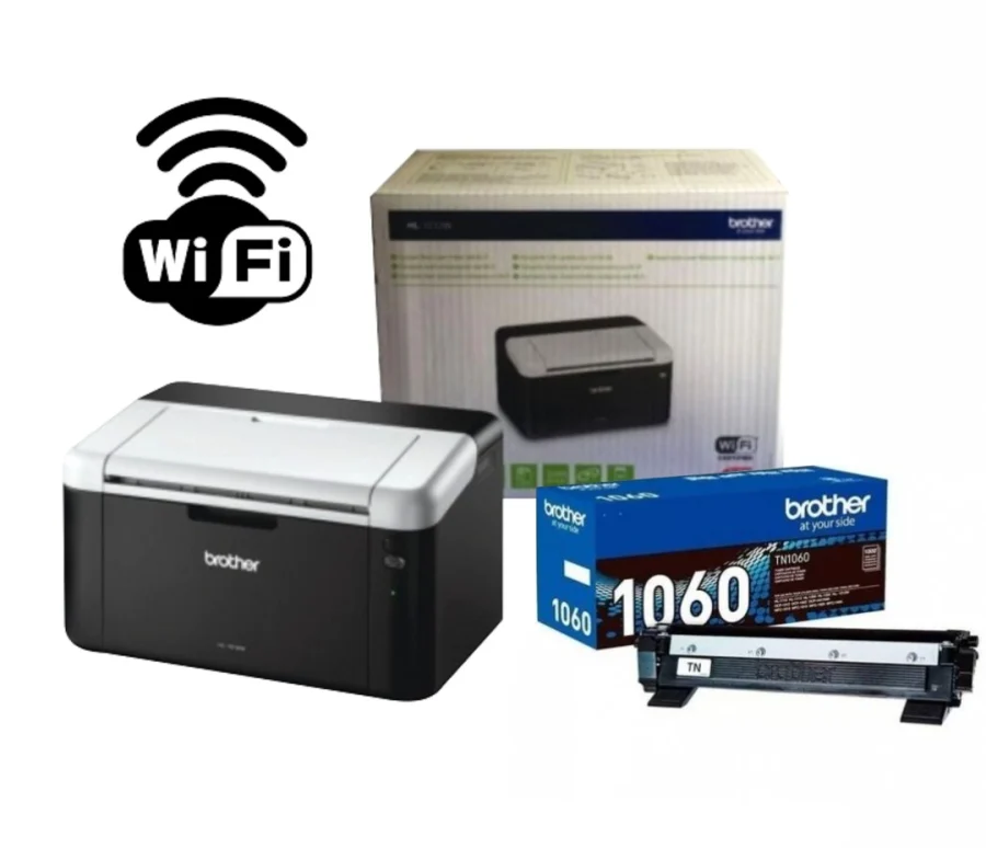 Combo Impresora Láser Brother HL-1212W Wi-Fi Monocromática + Tóner Original