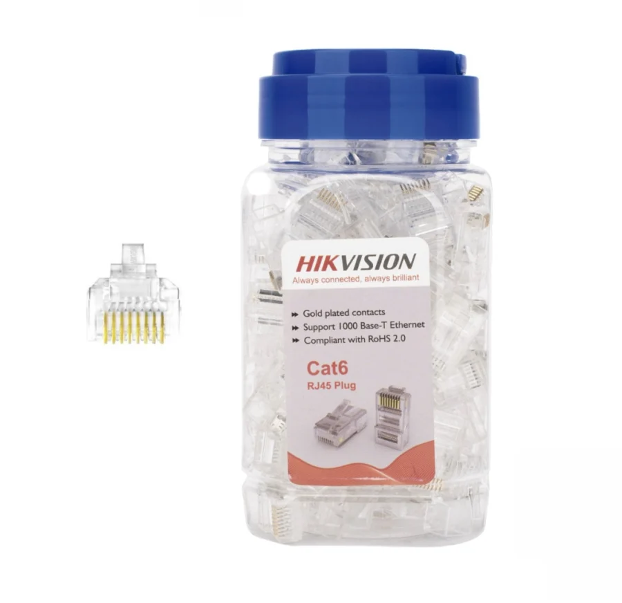 Conectores Hikvision RJ45 Cat6e 30U Paquete 100