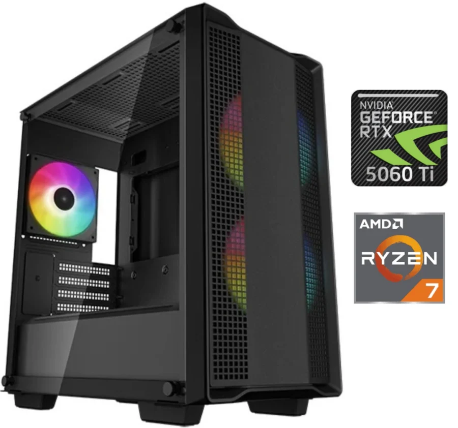 Equipo Gamer Ryzen 7 8700F, 32GB, 1TB, RTX 5060Ti 8GB