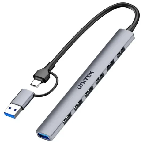 HUB USB-C Unitek 7 en 1 con 5Gbps y 7 Puertos USB-A