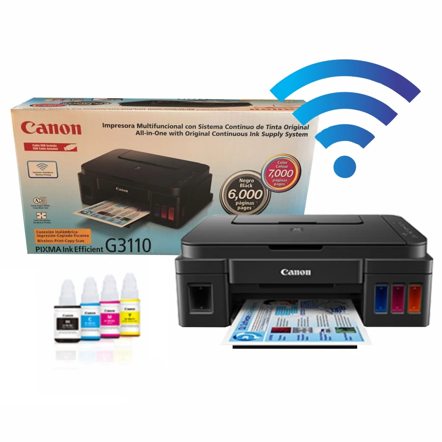 Impresora Multifunción Canon Pixma G3110 WiFi + botellas de tinta extra