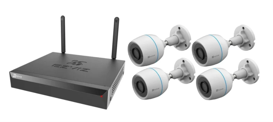 Kit de Vigilancia Ezviz X5S NVR 5MP + 4 Cámaras H3c Full HD Wi-Fi Exterior