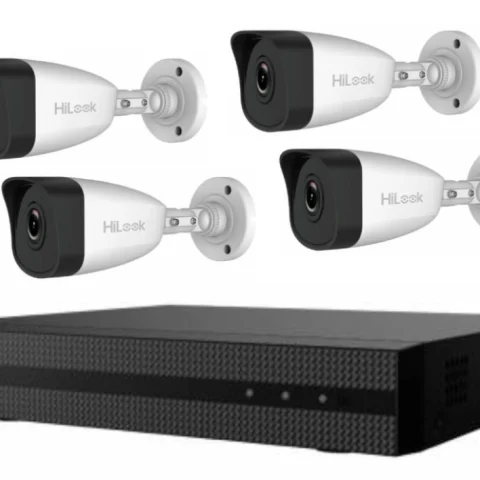 Kit NVR HiLook 4 Canales 4MP con 4 Cámaras Bullet IP PoE 2MP