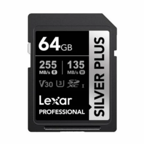 Memoria SDXC Lexar Silver Plus 64GB UHS-I U3 V30