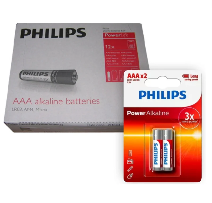 Pilas alcalinas Philips AAA 1.5V Pack 12 Blister x 2 unidades
