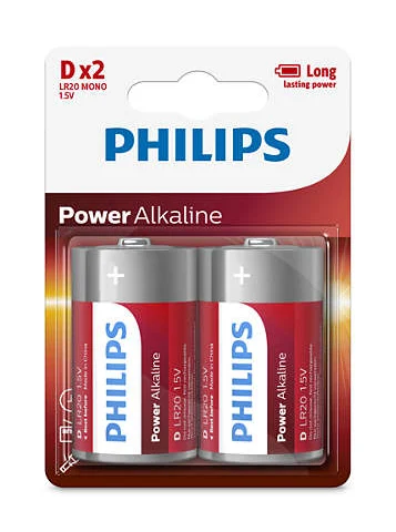 Pilas alcalinas Philips D 1.5V Blister x 2 unidades