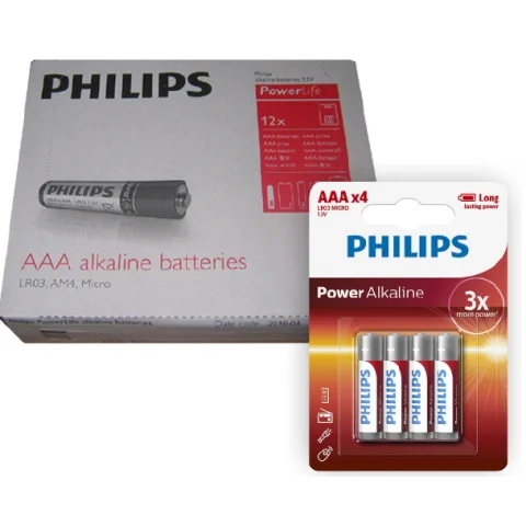 Pilas alcalinas Philips PowerLife AAA 1.5V Pack 12 Blister x 4 unidades
