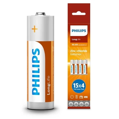 Pilas Philips LongLife AA 1.5V Pack 60 unidades