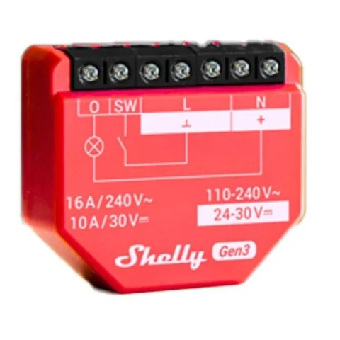 Relé Shelly 1PM GEN3 Wi-Fi Medición de Consumo 16A Compacto