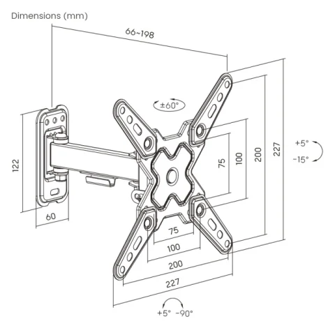 Soporte de pared Brateck Full-Motion para TV hasta 43''