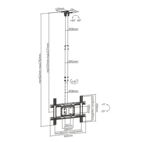 Soporte Techo Brateck PLB-CE1046-01 para TV hasta 80"