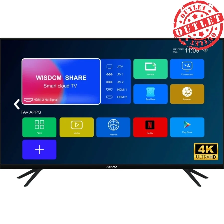 TV LED Asano 50'' 4K sin bordes SMART (con detalles)